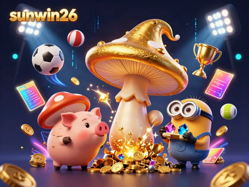 Experience the vibrant excitement of sunwin26 with magical creatures and dynamic sports elements in a captivating casino scene.