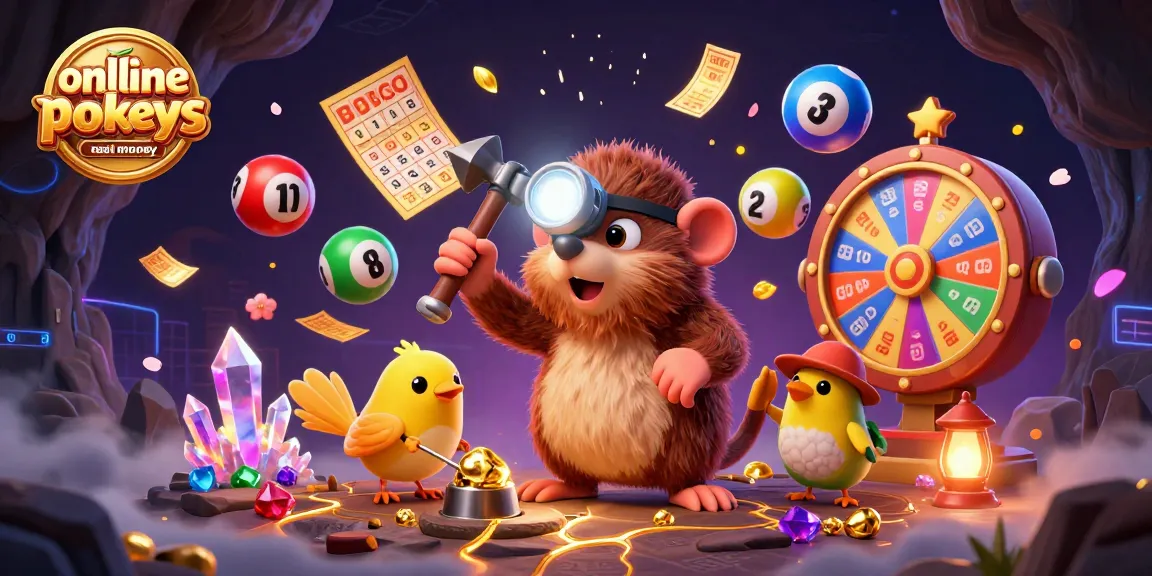 Explore online pokies australia real money with a vibrant treasure-themed illustration featuring characters and dynamic elements.